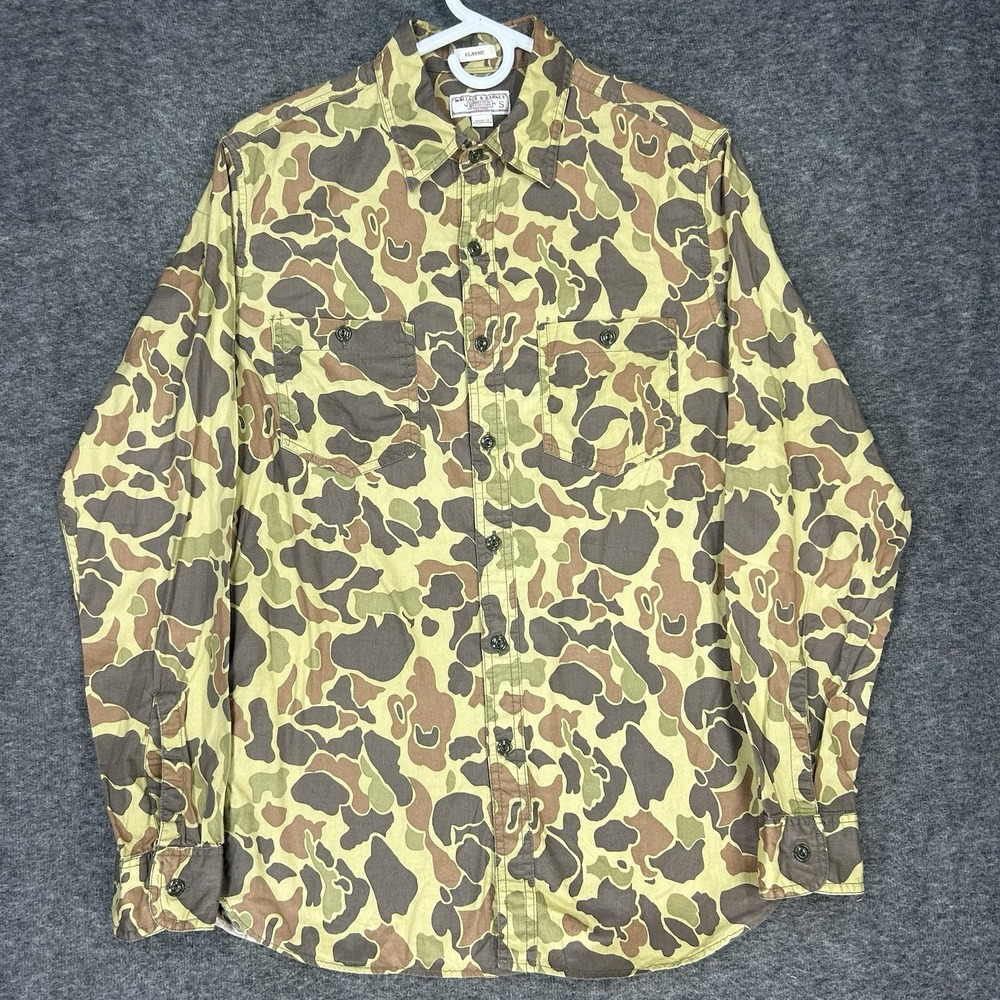 Wallace & Barnes Shirt Mens Small Duck Camo outdoor frog skin Long Sleeve